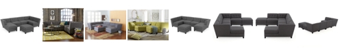 Furniture CLOSEOUT! Harper Fabric 6-Piece Modular Sectional Sofa with Chaise & Ottoman, Created for Macy's